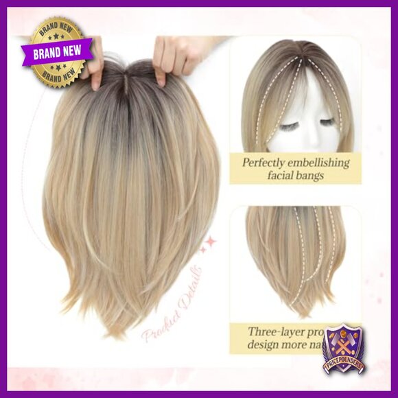 12 Inch Synthetic Hair Topper with Bangs for Thinning Hair main image 4